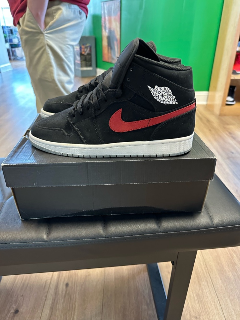 Nike Black and Red Mid-Top Sneakers